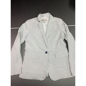 Alice Hope Womens Blue White Striped Single Button Blazer Size M office siren